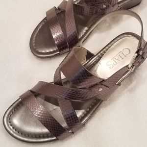 ECU-- CHAPS Bronze strappy snake print sandals 6M